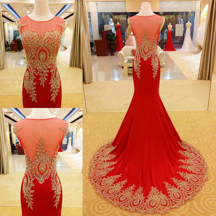 red and gold prom dresses 2018