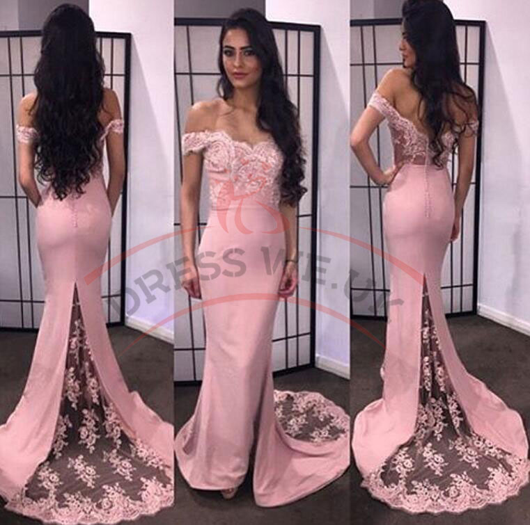 tight off the shoulder prom dress