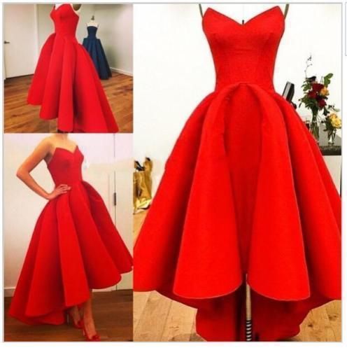 High Low Prom Dresses Red Prom Gown Vintage Prom Gowns Elegant