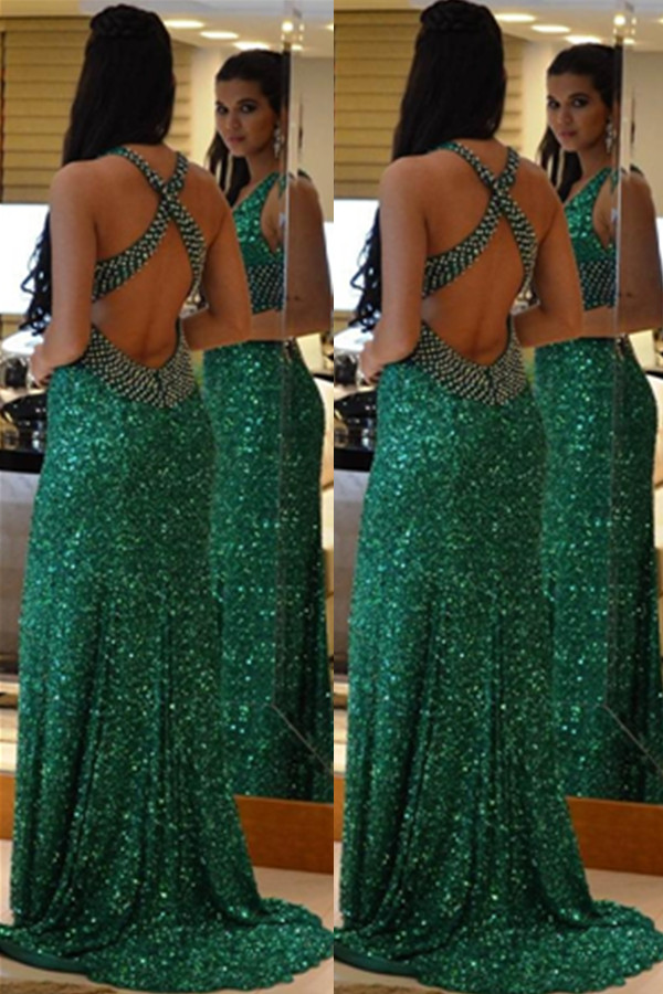 green sequin dress prom