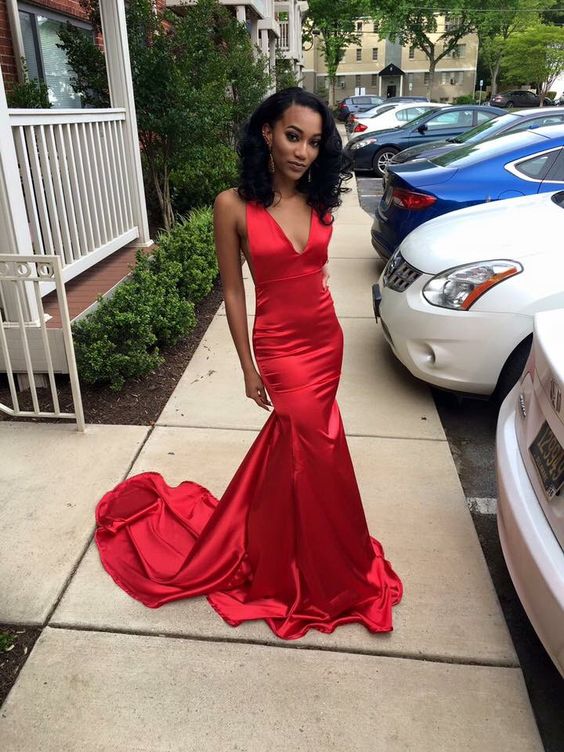 Red Prom Dress sexy Prom Dress long Prom Gowns open Back Prom