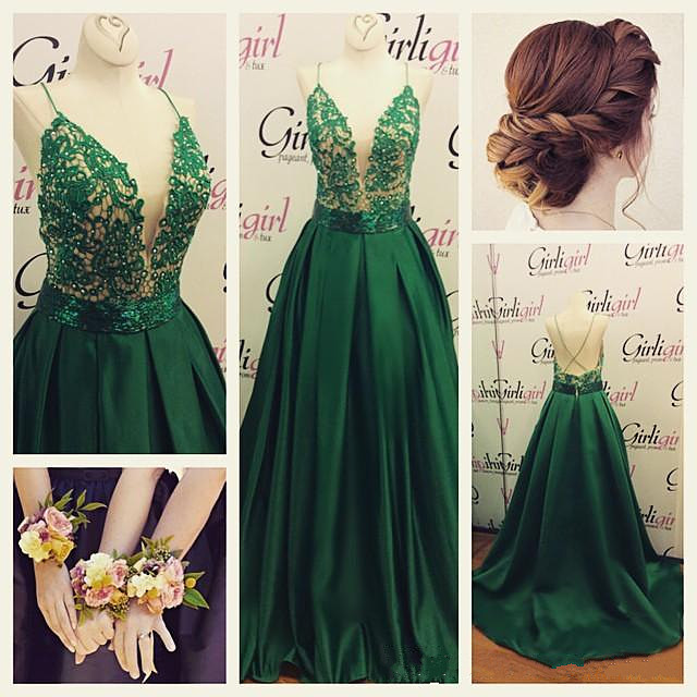 green long evening gown