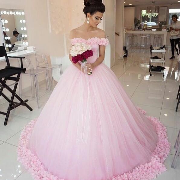 simple pink wedding dress