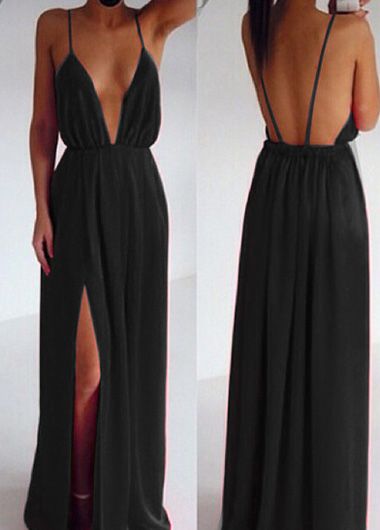 low v maxi dress