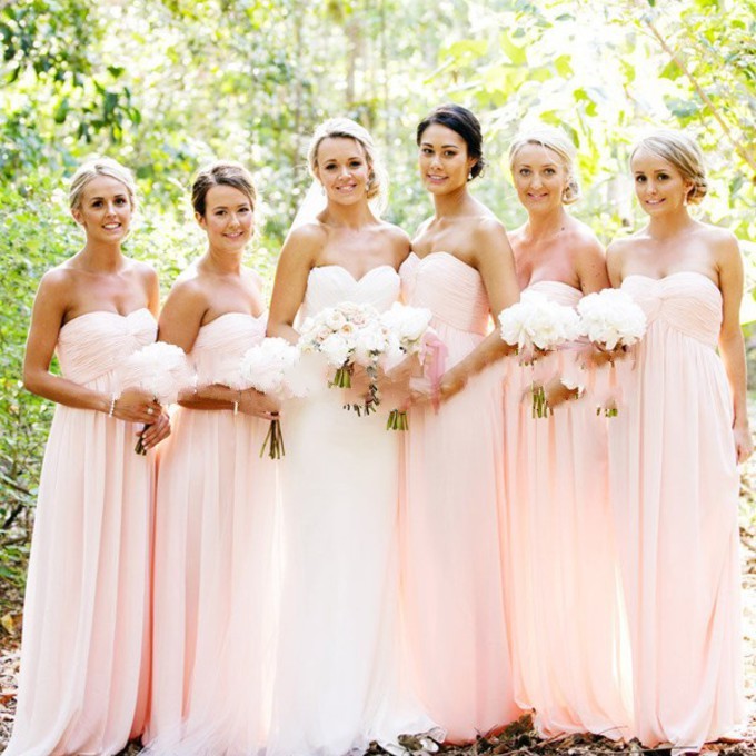 pretty pink bridesmaid dresses