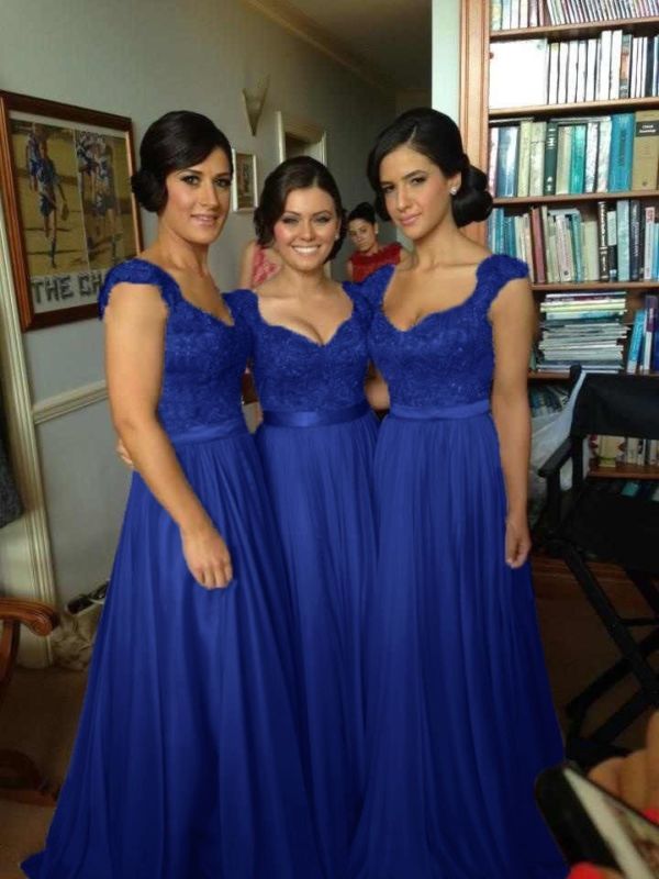 royal blue and silver bridesmaid dresses