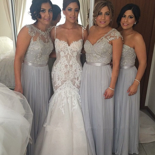 gray maid of honor dresses