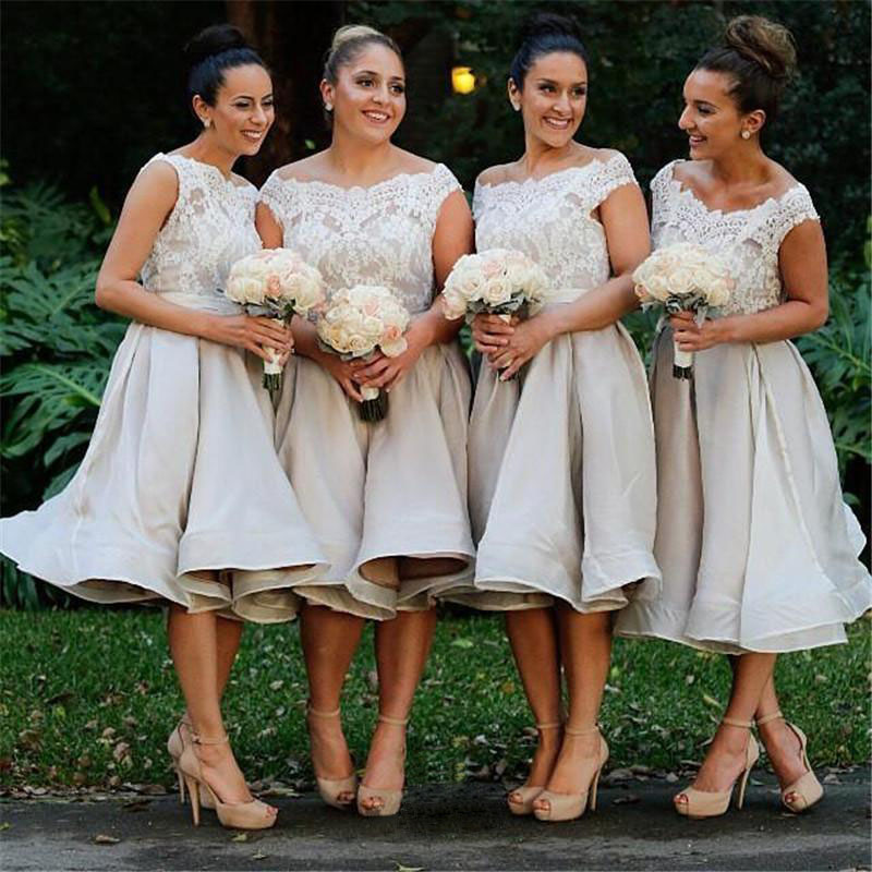 white bridesmaid dresses short