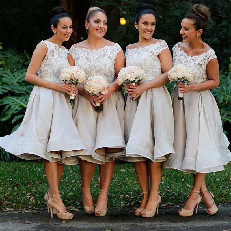 White Bridesmaid Dresses Short 2024 leadctr