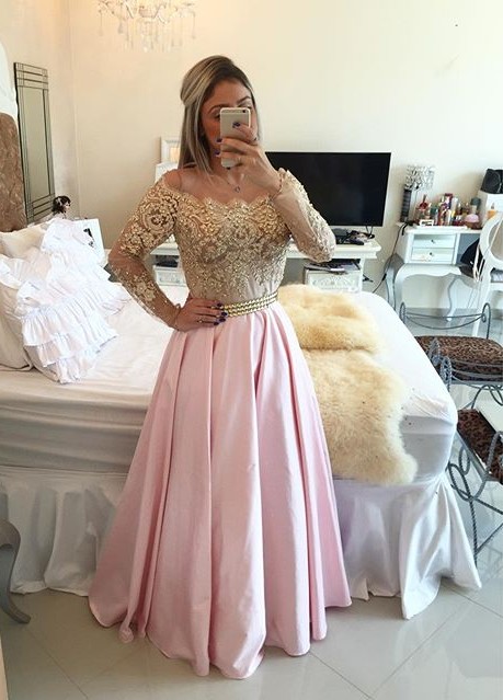 pink and gold evening gown