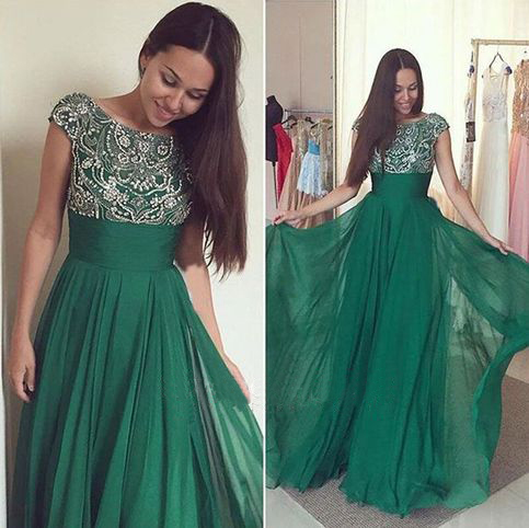 green and silver prom dresses