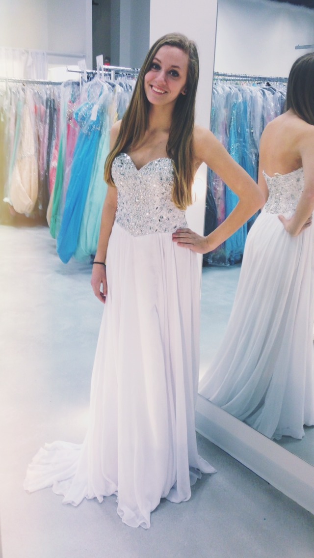 white bling prom dresses